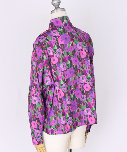 綿100％カラフルフラワーアートプリントシャツブラウス 06-2972