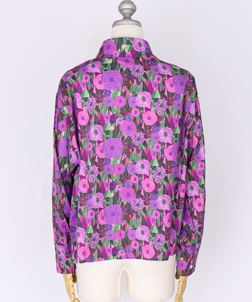 綿100％カラフルフラワーアートプリントシャツブラウス 06-2972