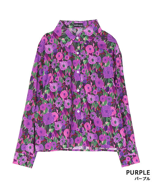 綿100％カラフルフラワーアートプリントシャツブラウス 06-2972