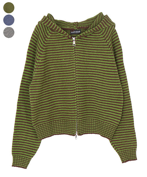 ボーダーニットジップパーカー 06-3004