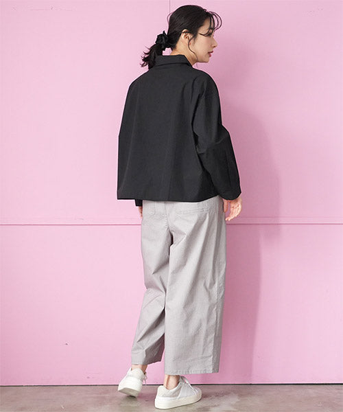 綿100％ハンガー刺繍長袖シャツブラウス 06-3009