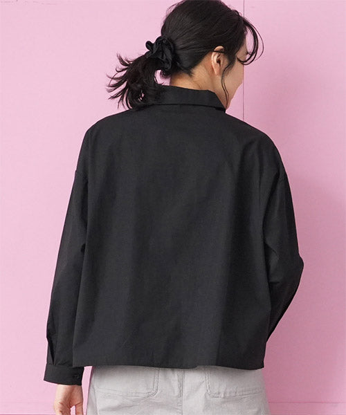 綿100％ハンガー刺繍長袖シャツブラウス 06-3009