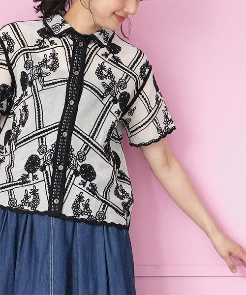シャツ/ブラウス(半袖/袖なし) Violetta/Marie - Stretch satin blouse T SUIT SELECT ブラウス シャツ 「吸水速乾・ストレッチ素材」ほんのり