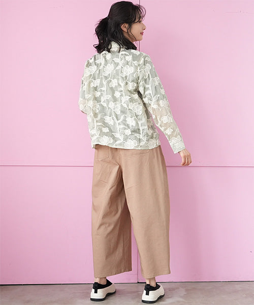花柄レース刺繍長袖シャツブラウス 06-3024｜40代 50代 60代 大人の 