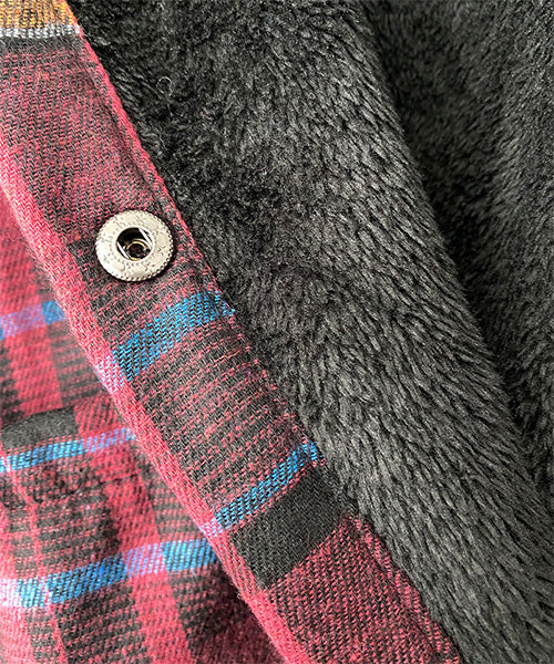 フード付き裏毛チェックシャツジャケット 06-3028