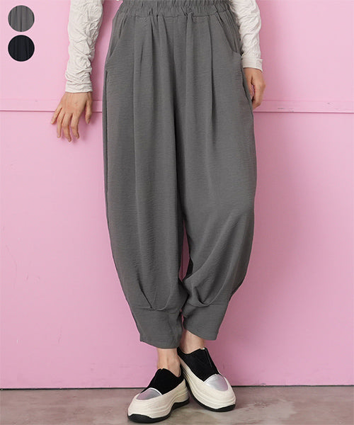 ウエストゴム無地タック使いサルエルパンツ 06-3042｜40代 50代 60代