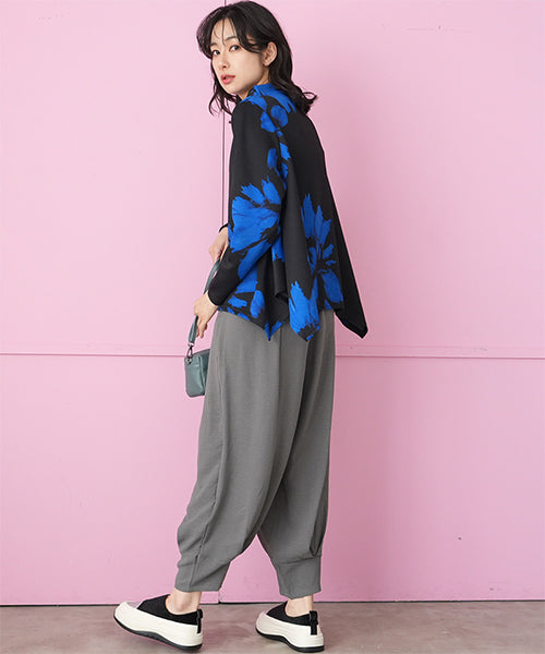 ウエストゴム無地タック使いサルエルパンツ 06-3042｜40代 50代 60代