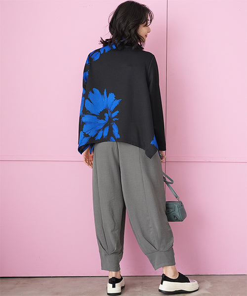 ウエストゴム無地タック使いサルエルパンツ 06-3042｜40代 50代 60代