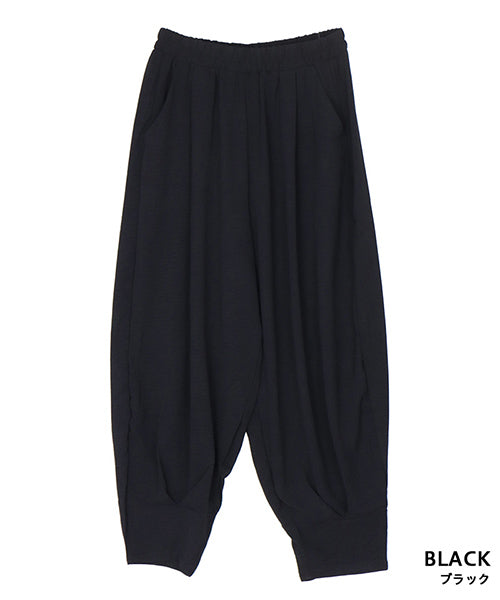 ウエストゴム無地タック使いサルエルパンツ 06-3042｜40代 50代 60代