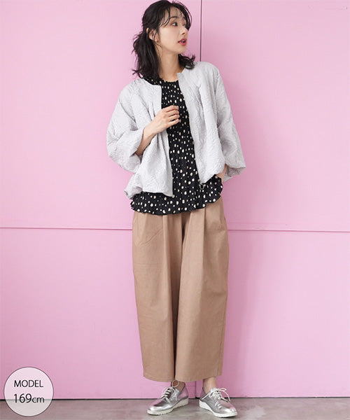 ラウンドネックコクーンシルエットジップアップショートジャケット 06