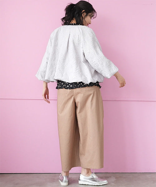 ラウンドネックコクーンシルエットジップアップショートジャケット 06