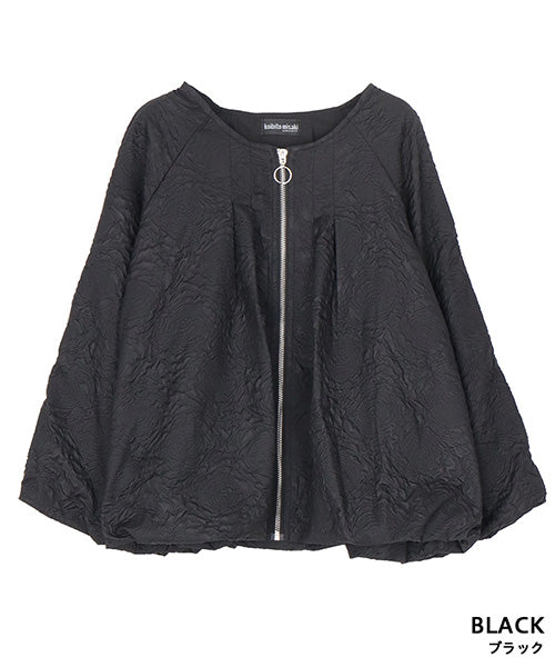 ラウンドネックコクーンシルエットジップアップショートジャケット 06