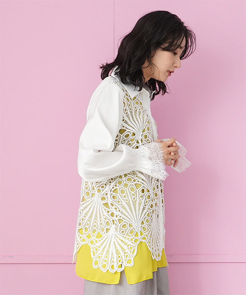 レース刺繍長袖シャツブラウス 06-3102｜40代 50代 60代 大人の女性に
