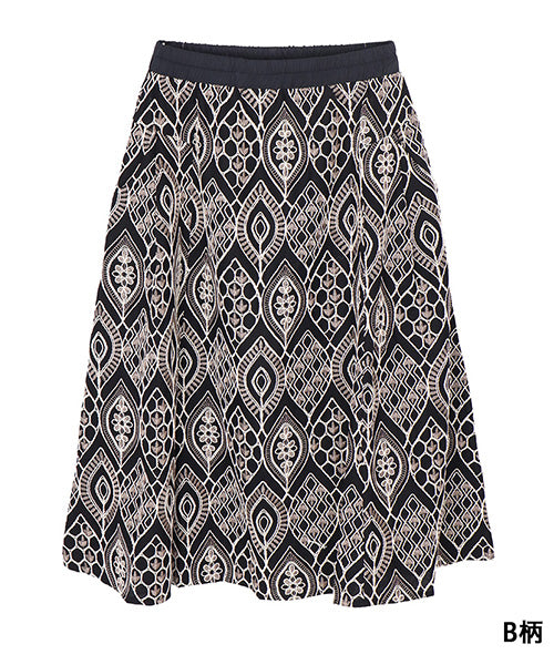 ウエストゴム総柄刺繍フレアスカート 06-3105｜40代 50代 60代 大人の