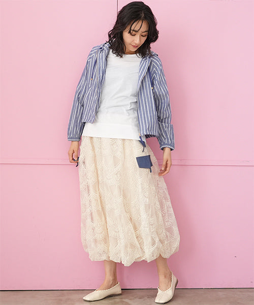 ウエストゴムレース刺繍バルーンスカート 06-3107｜40代 50代 60代