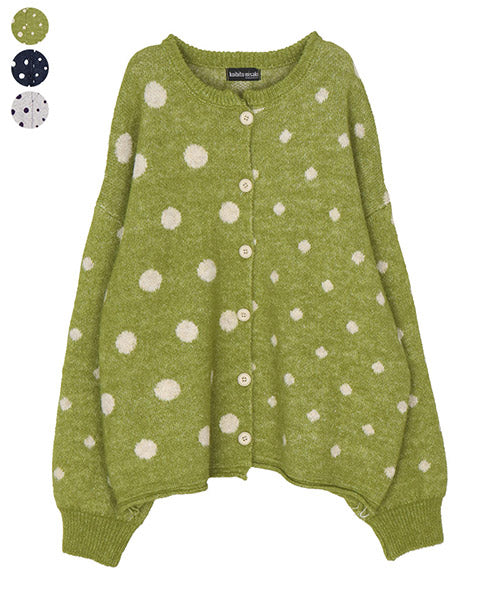 ふんわりドット柄ニットカーディガン 06-3132｜40代 50代 60代 大人の