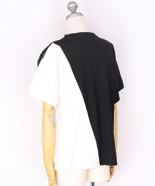 フリル付き斜め切替ドルマンスリーブTシャツカットソー 06-3198