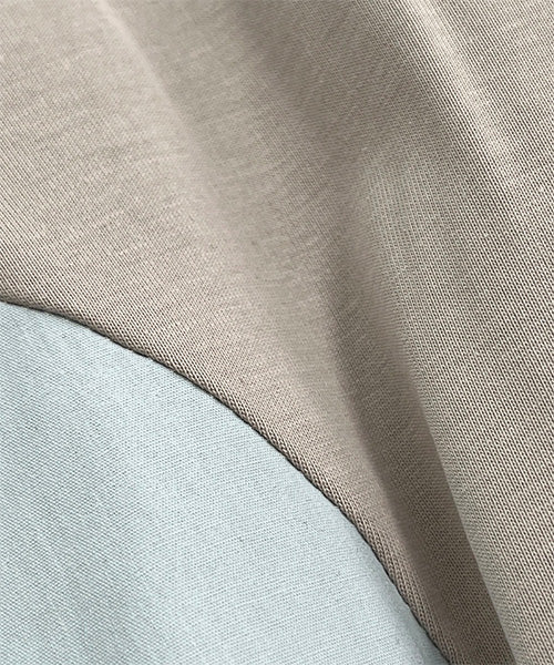 異素材切替裾変形半袖Tシャツカットソー 06-3204