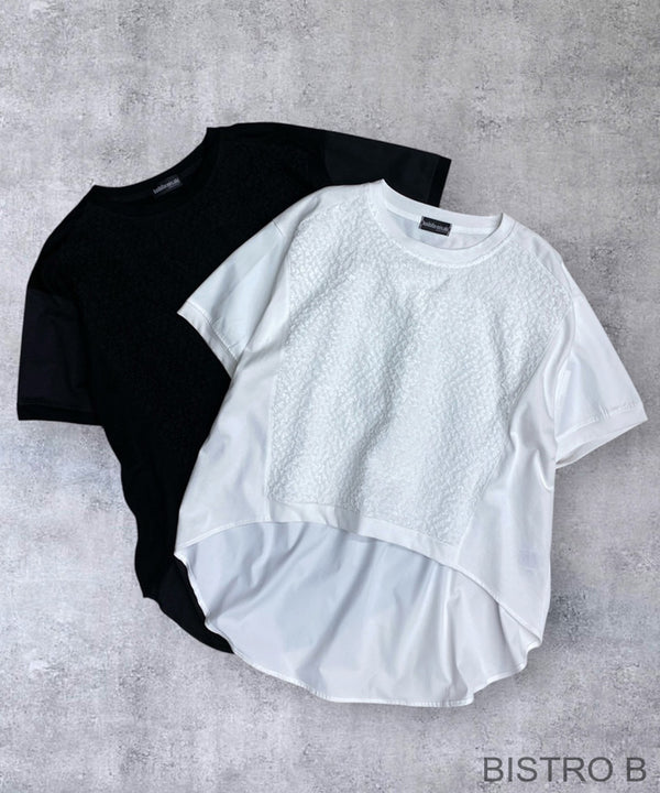 異素材切替5分袖Tシャツカットソー 06-3206 BISTRO B
