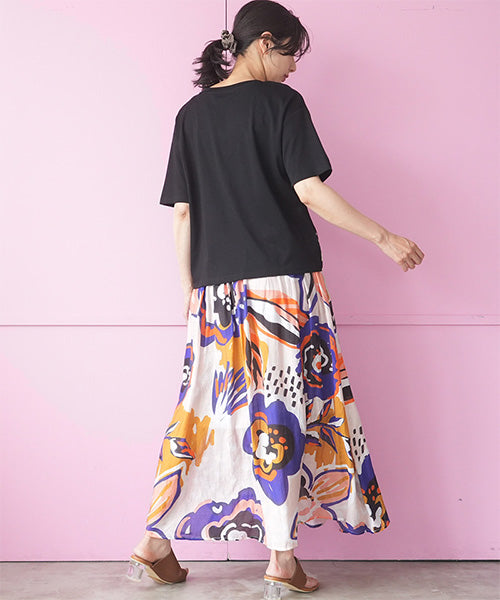 裾スカラップ花刺繍半袖Tシャツカットソー 06-3225｜40代 50代 60代