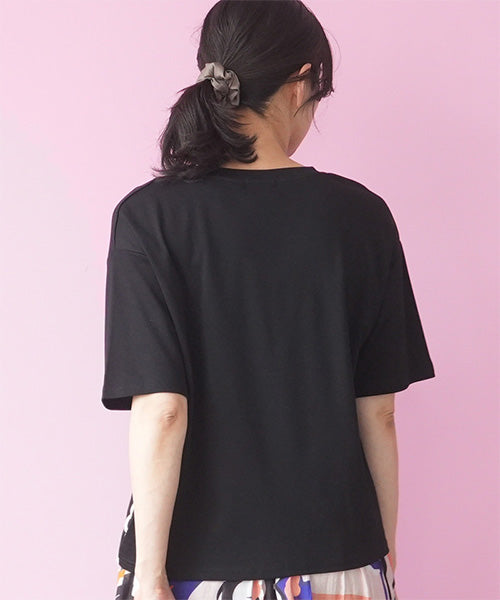 裾スカラップ花刺繍半袖Tシャツカットソー 06-3225｜40代 50代 60代