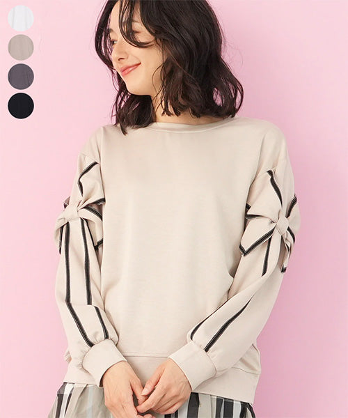 袖リボンデザインスウェットプルオーバー 06-3300