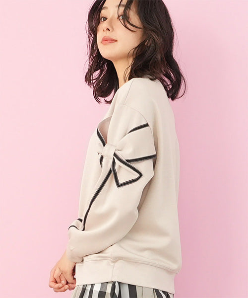 袖リボンデザインスウェットプルオーバー 06-3300