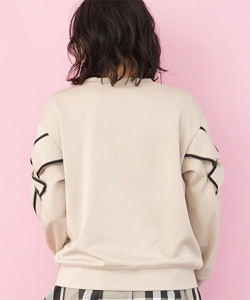 袖リボンデザインスウェットプルオーバー 06-3300