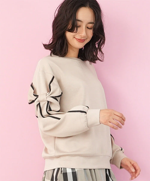 袖リボンデザインスウェットプルオーバー 06-3300