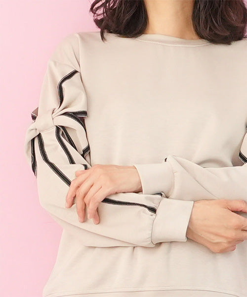 袖リボンデザインスウェットプルオーバー 06-3300