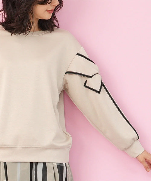 袖リボンデザインスウェットプルオーバー 06-3300