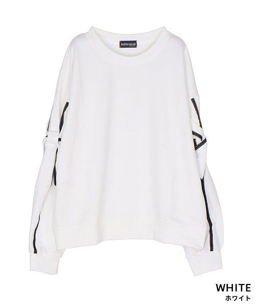 袖リボンデザインスウェットプルオーバー 06-3300