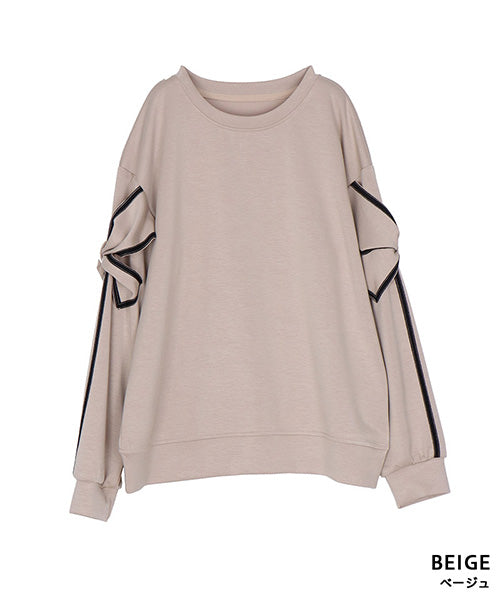 袖リボンデザインスウェットプルオーバー 06-3300