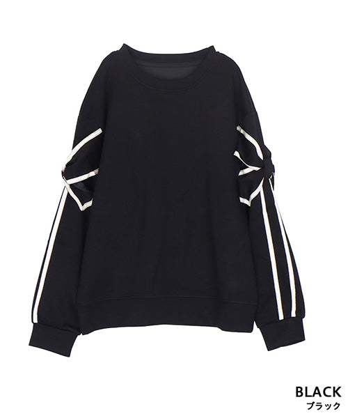 袖リボンデザインスウェットプルオーバー 06-3300
