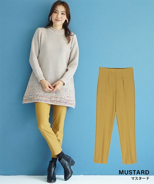 【秋冬】日本製ストレッチ美脚ラインチュニックパンツ 22717
