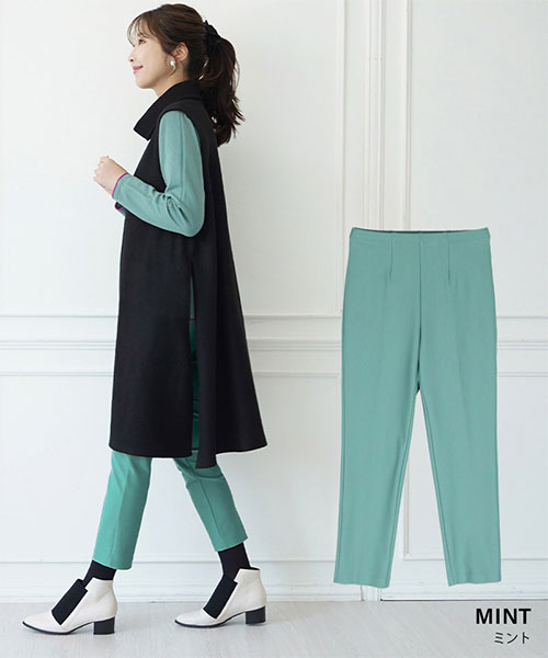 【秋冬】日本製ストレッチ美脚ラインチュニックパンツ 22717