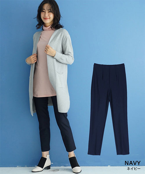 【秋冬】日本製ストレッチ美脚ラインチュニックパンツ 22717