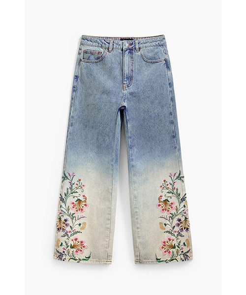 Desigual 花柄デニムパンツ・ジャケット・オーバーオールセット Desigual デシグアル デニムジャケット 花柄 （ブルー