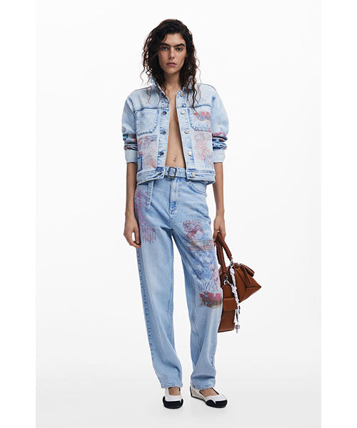 Desigual パッチ付きデニムジャケット 25SWED03