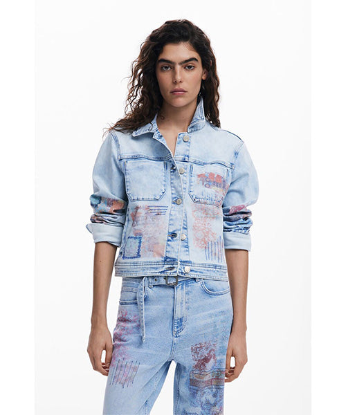 Desigual パッチ付きデニムジャケット 25SWED03