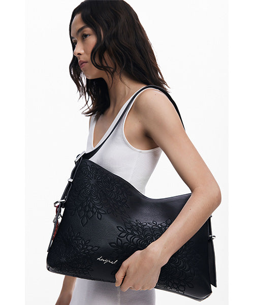 刺繍入りミディアムサイズのレザー風バッグ Desigual 25WAXPA0｜40代