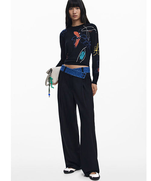 花柄薄手ニットセーター Desigual 25WWJF33｜40代 50代 60代