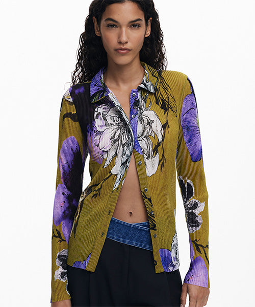 ムッシュ・クリスチャン・ラクロワ デザイン花柄ボタン付きブラウス Desigual 25WWTK35