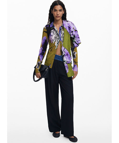 ムッシュ・クリスチャン・ラクロワ デザイン花柄ボタン付きブラウス Desigual 25WWTK35