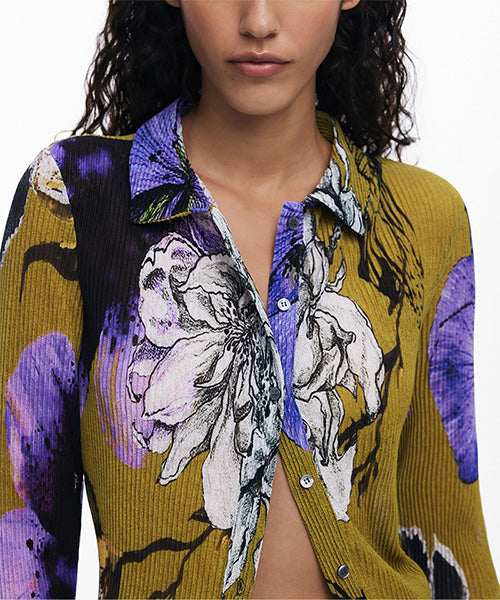 ムッシュ・クリスチャン・ラクロワ デザイン花柄ボタン付きブラウス Desigual 25WWTK35