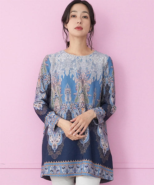 ★GUCCI ペイズリー柄 七分袖チュニック タグ付き(42)超美品★ GOLDJAPAN 大きいサイズ レディース チュニック ワンピース