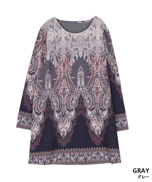 レオナール　ペイズリー柄 チュニック 希少70s◎LEONARD レオナール 長袖チュニック ペイズリー