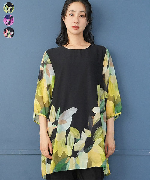 値下げ中　セブンテン　フラワーシフォンチュニック　S 再入荷】フラワーシフォンチュニック - seventen