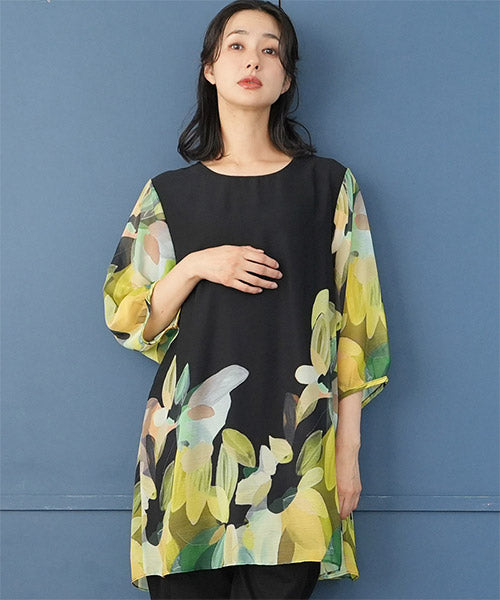 ETRO 花柄 五分袖チュニック サイズ46 ETRO 花柄 五分袖チュニック サイズ46