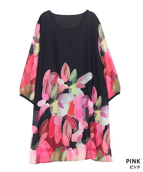 初期ボディソングルーズフィット チュニック 半袖 グレー 赤ピンクチェック 初期ボディソングルーズフィット チュニック 半袖 グレー 赤ピンクチェック